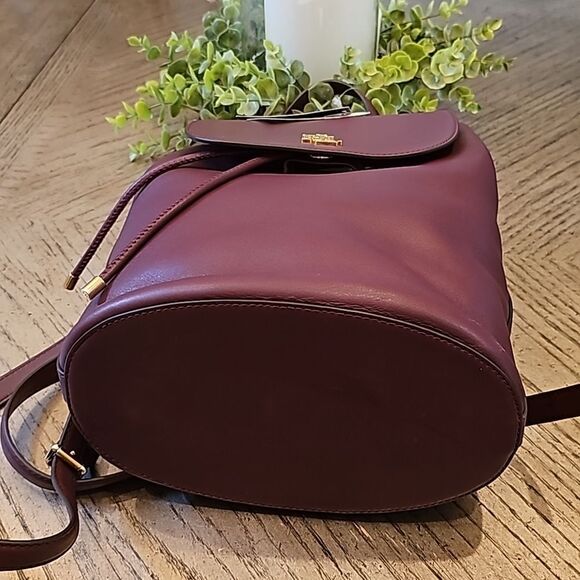 Ralph Lauren winny backpack NWT fine grain cow leather wine color - Picture 4 of 11